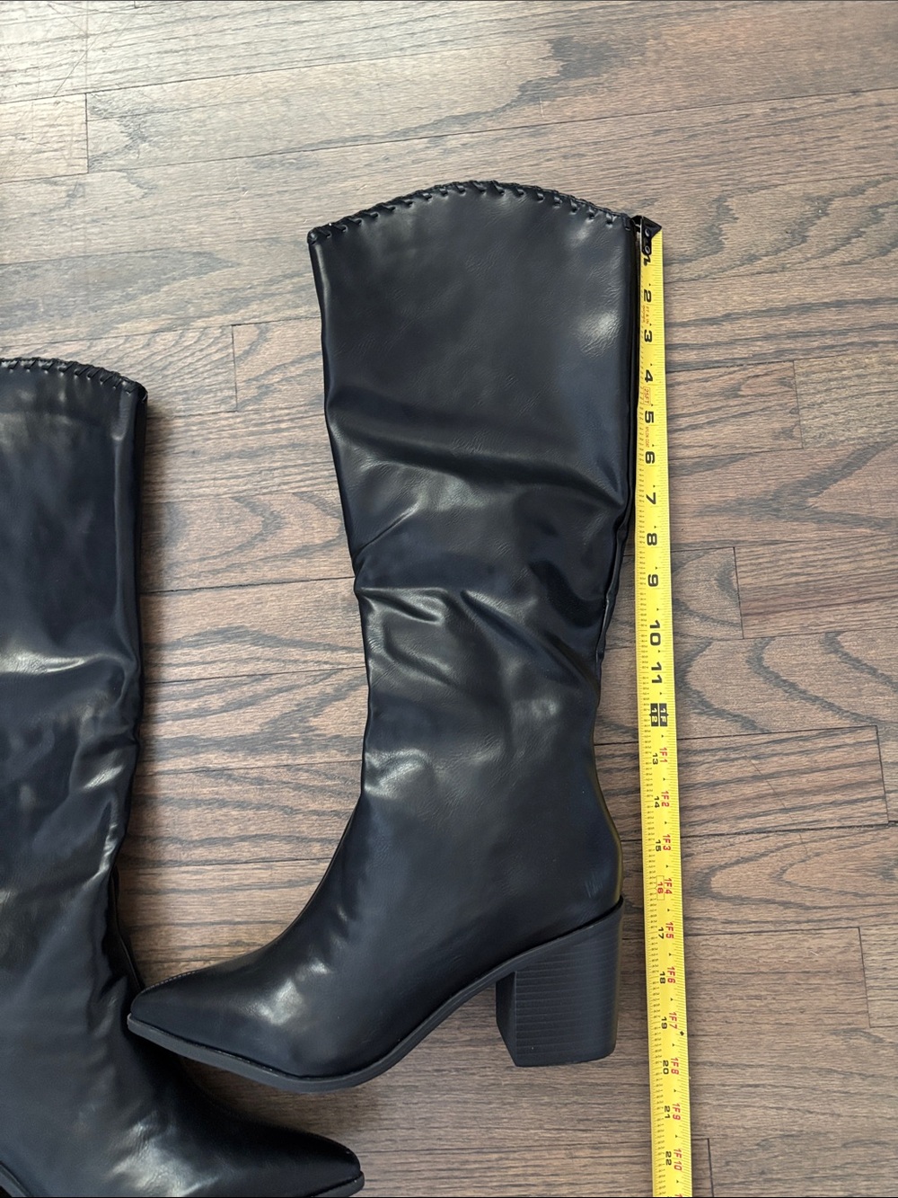 Journee Collection Black Knee-High Block Heel Boots - Picture 15 of 16